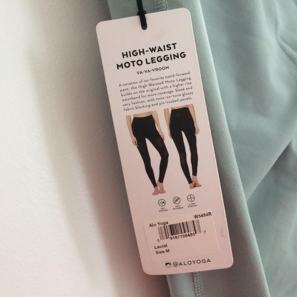 NWT Alo Yoga Moto High Waist Leggings Laurel Blue - Picture 8 of 11